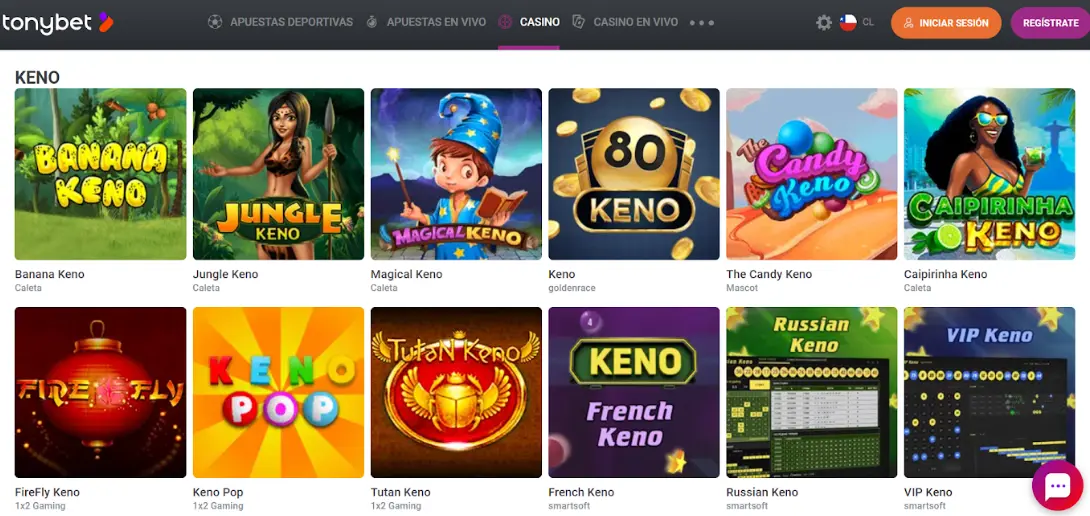 Variedad de keno en Tonybet keno casinos online tipos
